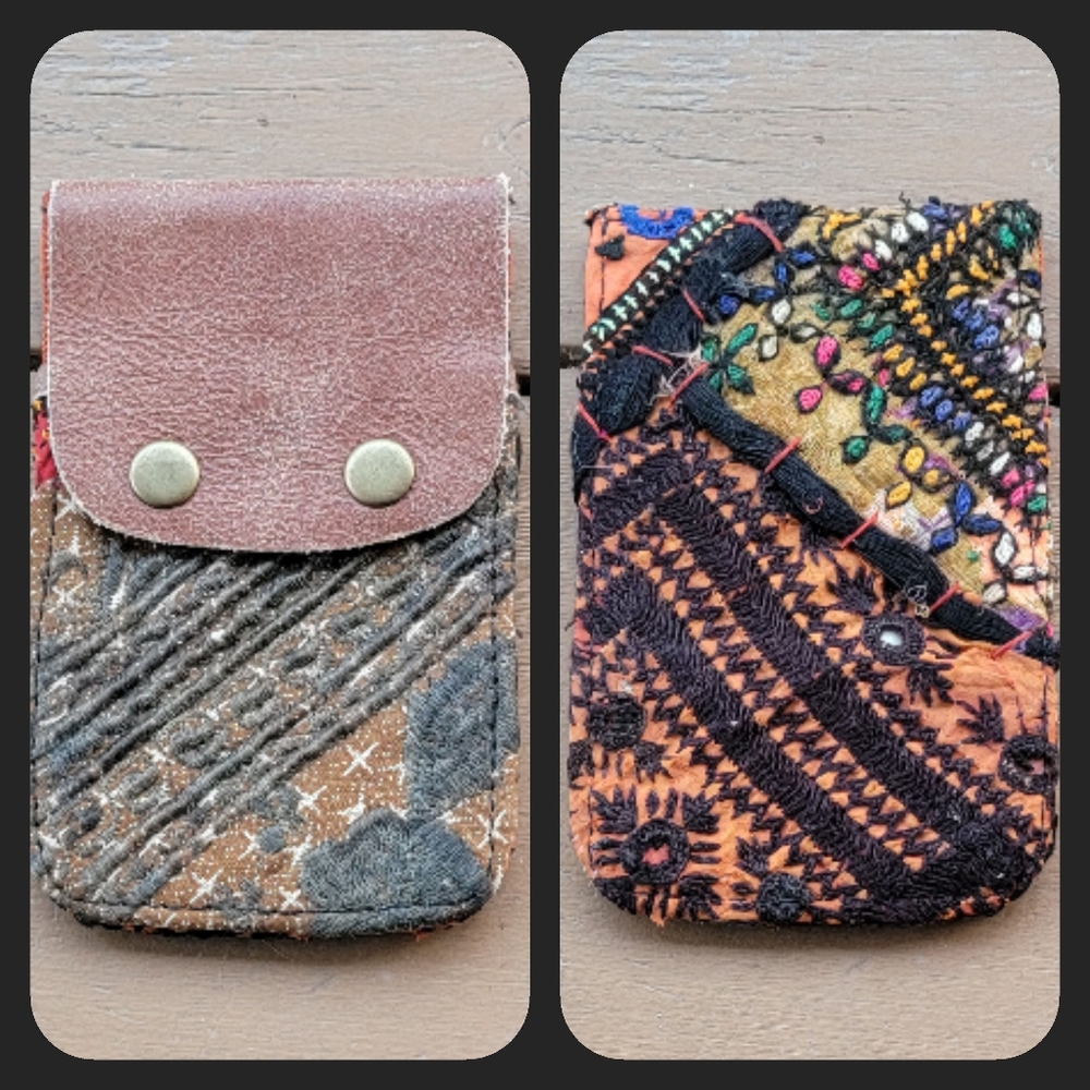 🍄🪬 Free People Boho Embroidered Repurposed vtg banjara hippie Wallet card case